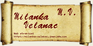 Milanka Velanac vizit kartica